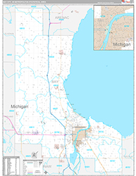 Bay City Metro Area Wall Map Premium Style 2026